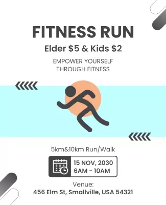 Dynamic Blue Fitness Run Empowerment Event Poster Template