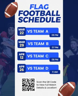Dynamic Blue Flag Football Schedule Flyer Template