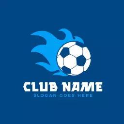 Dynamic Blue Flames Representing Soccer Club Identity Logo Template