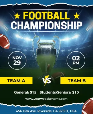 Dynamic Blue Football Championship Game Event Flyer Template