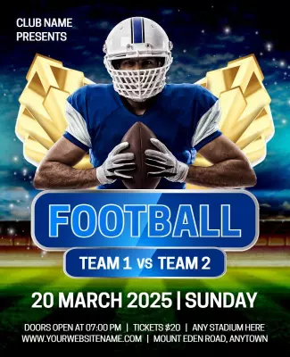 Dynamic Blue Football Championship Game Poster Template