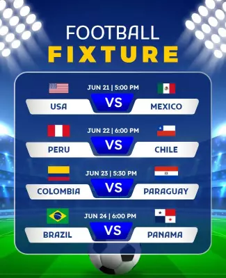 Dynamic Blue Football Fixture Match Schedule Poster Template