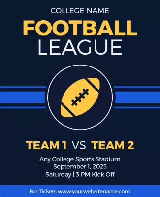Dynamic Blue Football League Matchup Poster Template