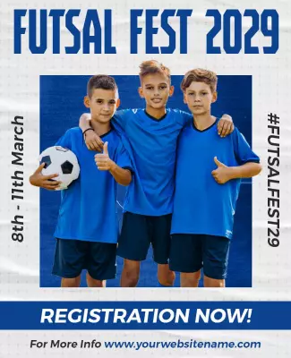 Dynamic Blue Futsal Festival Registration Poster Template