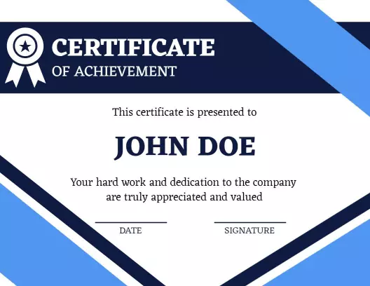 Dynamic Blue Geometric Achievement Award Certificate Template