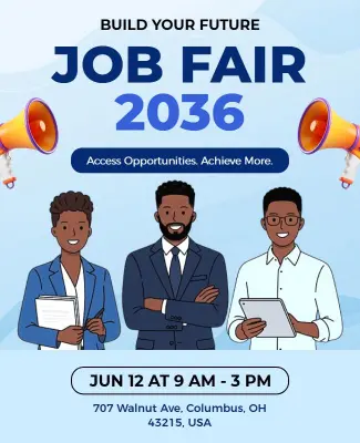 Dynamic Blue Graphic Job Fair Networking Opportunities Poster Template