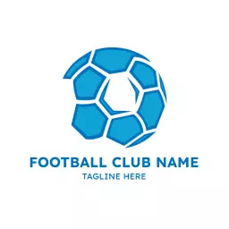 Dynamic Blue Hexagonal Soccer Ball Design for Football Logo Template