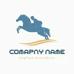 Dynamic Blue Horse in Motion Representing Equestrian Sports Logo Template