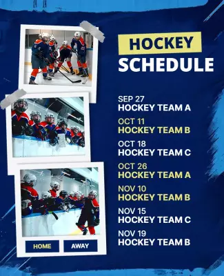 Dynamic Blue Ice Hockey Schedule Event Poster Template