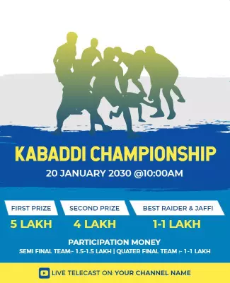 Dynamic Blue Kabaddi Championship Event Poster Template
