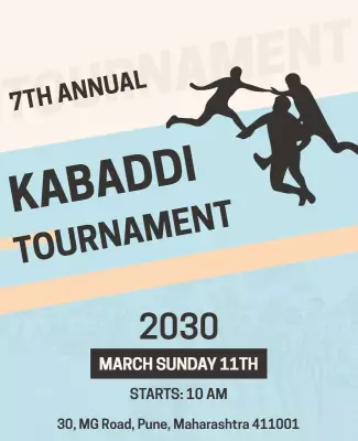Dynamic Blue Kabaddi Tournament Sports Event Poster Template