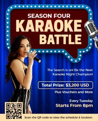 Dynamic Blue Karaoke Battle Competition Flyer Template
