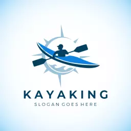 Dynamic Blue Kayaking Adventure and Water Sports Logo Template
