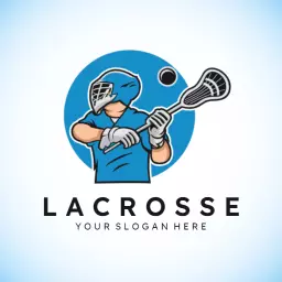 Dynamic Blue Lacrosse Player Displaying Skillful Play Logo Template