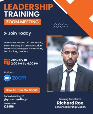 Dynamic Blue Leadership Development Online Seminar Flyer Template