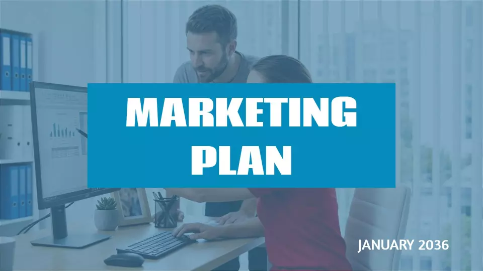 Dynamic Blue Marketing Strategy Overview Presentation Template