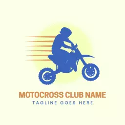 Dynamic Blue Motocross Action with Speed Trails Logo Template