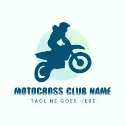 Dynamic Blue Motocross Rider in Action Logo Template