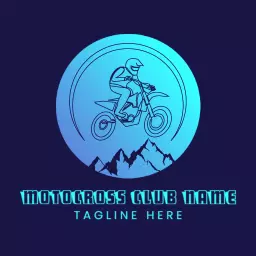 Dynamic Blue Mountain Motocross Adventure Logo Template