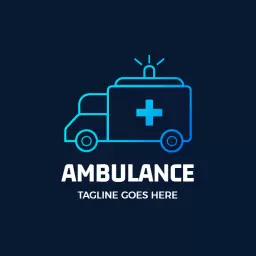Dynamic Blue Neon Ambulance Symbolizing Emergency Response Logo Template
