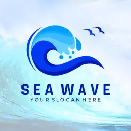 Dynamic Blue Ocean Wave Design Capturing Sea Elements Logo Template