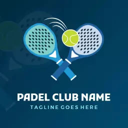Dynamic Blue Padel Racket Design Promoting Sports Engagement Logo Template