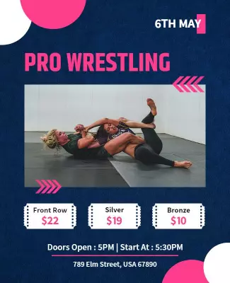 Dynamic Blue Pro Wrestling Championship Event Poster Template