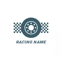 Dynamic Blue Racing Tire Design with Checkered Flags Logo Template