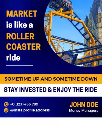 Dynamic Blue Roller Coaster Investment Advice Poster Template