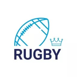 Dynamic Blue Rugby Ball with Crown Emblem Logo Template