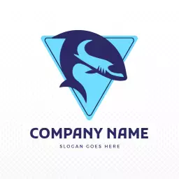 Dynamic Blue Shark Design Emphasizing Fishing Adventure Logo Template