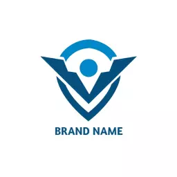 Dynamic Blue Shield Design Celebrating Sports Champions Logo Template