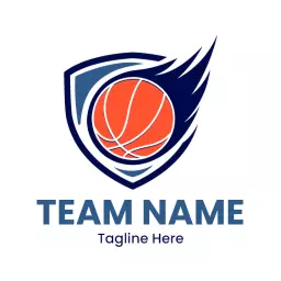 Dynamic Blue Shield Design Featuring Basketball Sports Logo Template