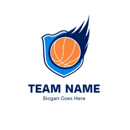 Dynamic Blue Shield Design with Basketball Emblem Logo Template