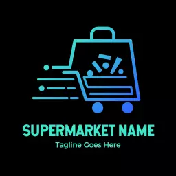 Dynamic Blue Shopping Cart Design for Supermarket Logo Template