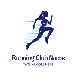 Dynamic Blue Silhouette of Runner Embracing Running Logo Template