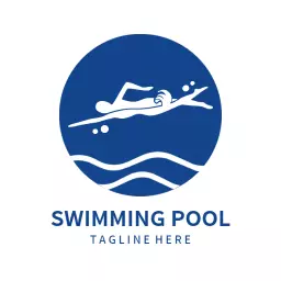Dynamic Blue Silhouette of Swimmer in Water Logo Template