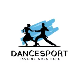 Dynamic Blue Silhouettes Celebrating Dancesport Passion Logo Template