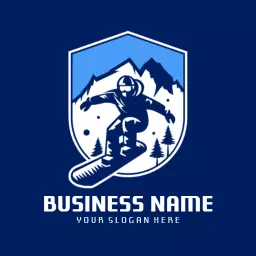Dynamic Blue Snowboard Design Showcasing Winter Sports Logo Template
