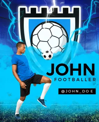 Dynamic Blue Soccer Footballer Action Poster Template
