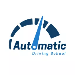 Dynamic Blue Speedometer Illustrating Driving School Logo Template
