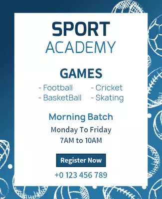 Dynamic Blue Sports Academy Registration Flyer Template