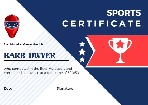 Dynamic Blue Sports Achievement Award Certificate Template
