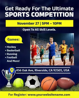 Dynamic Blue Sports Competition Event Poster Template