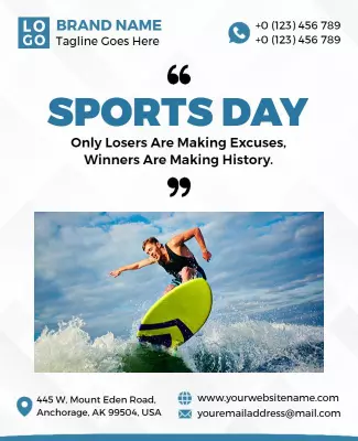 Dynamic Blue Sports Day Competition Event Poster Template