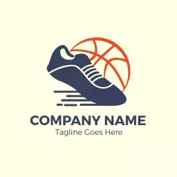 Dynamic Blue Sports Shoe and Basketball Sportswear Logo Template