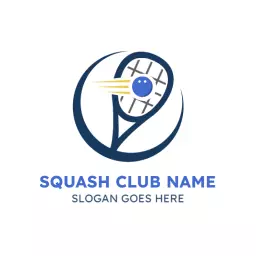 Dynamic Blue Squash Racket Design Promoting Active Play Logo Template