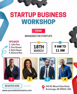 Dynamic Blue Startup Business Workshop Poster Template