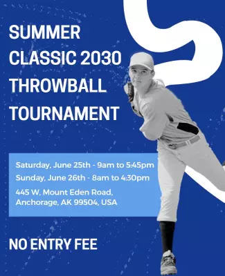 Dynamic Blue Summer Classic Throwball Tournament Poster Template