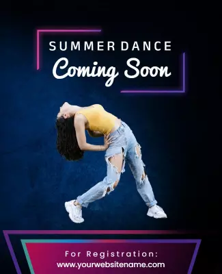 Dynamic Blue Summer Dance Event Coming Soon Poster Template